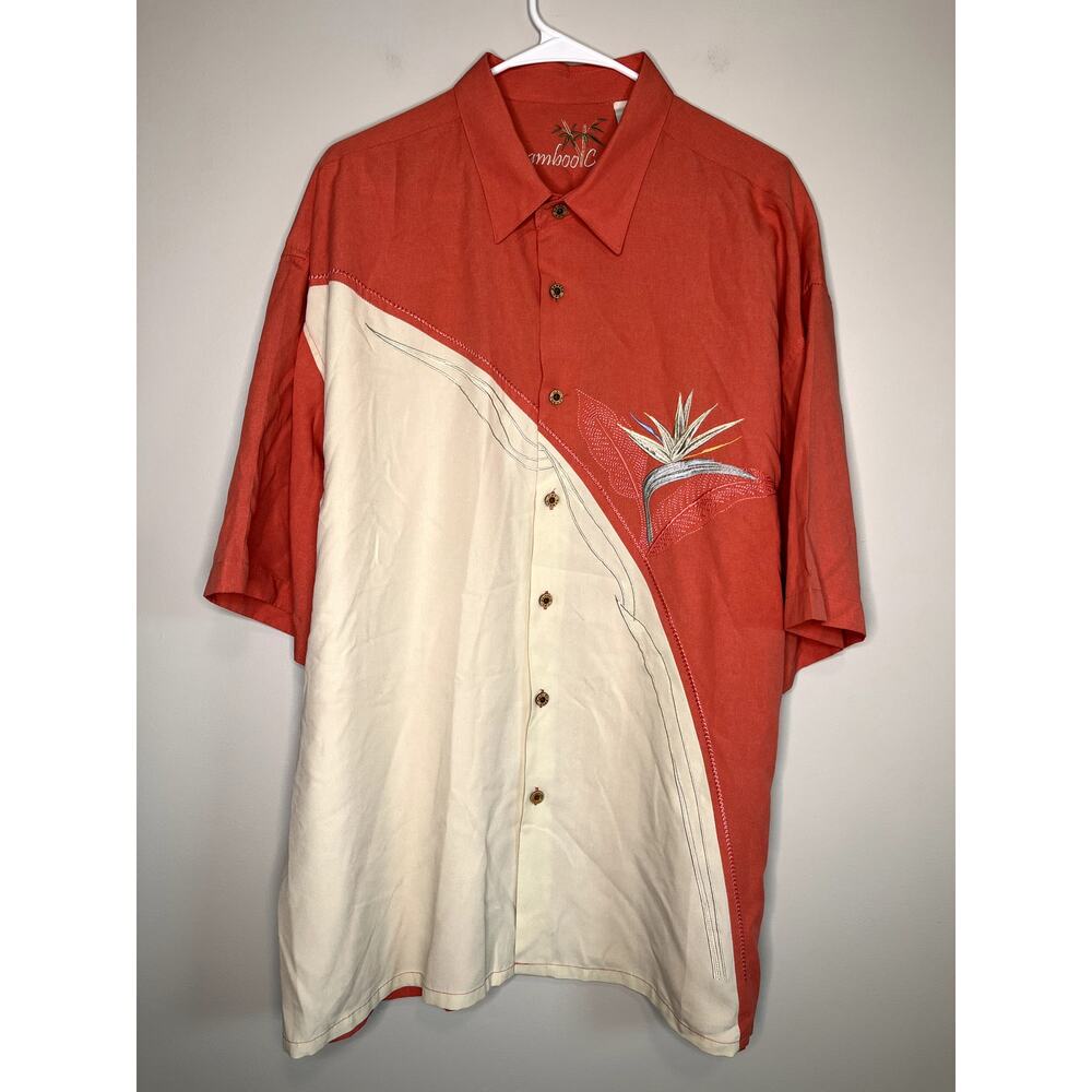 Bamboo Cay Bird of Paradise Modal Hawaiian Resort Grandpa Tourist Camp Shirt XXL